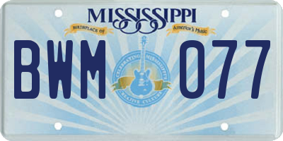 MS license plate BWM077