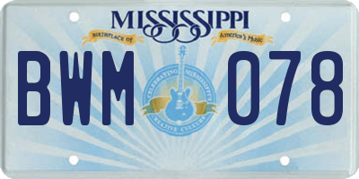 MS license plate BWM078