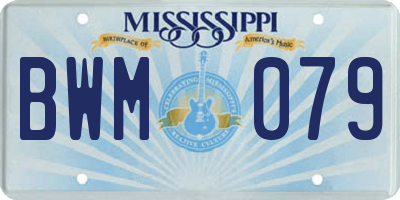 MS license plate BWM079