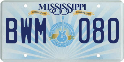 MS license plate BWM080