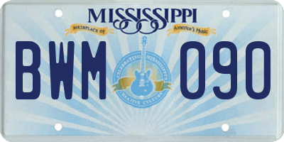 MS license plate BWM090