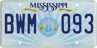MS license plate BWM093
