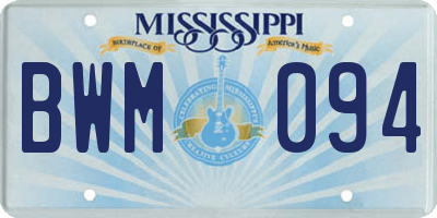 MS license plate BWM094
