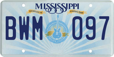 MS license plate BWM097