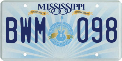 MS license plate BWM098