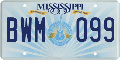 MS license plate BWM099