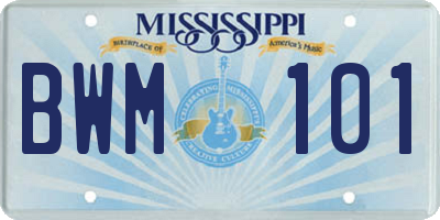 MS license plate BWM101
