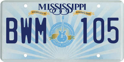 MS license plate BWM105