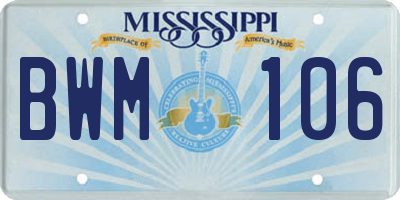 MS license plate BWM106