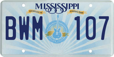 MS license plate BWM107