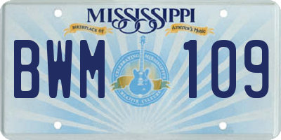 MS license plate BWM109