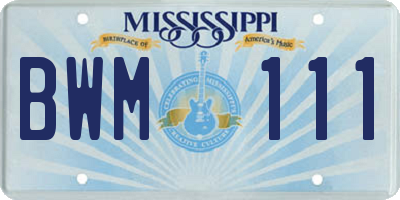 MS license plate BWM111
