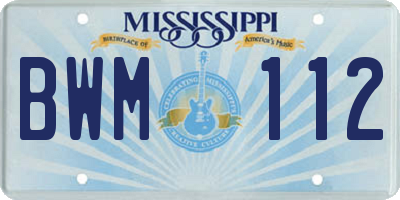 MS license plate BWM112