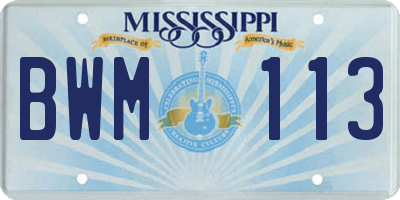 MS license plate BWM113