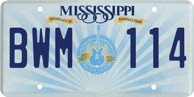 MS license plate BWM114