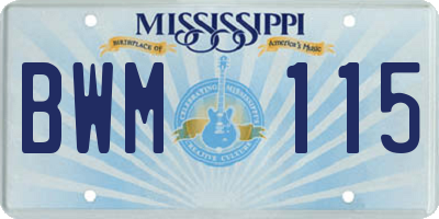 MS license plate BWM115