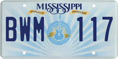 MS license plate BWM117