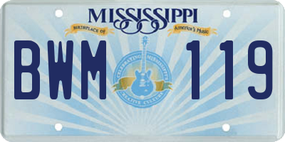 MS license plate BWM119