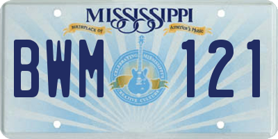 MS license plate BWM121