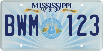 MS license plate BWM123