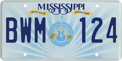 MS license plate BWM124