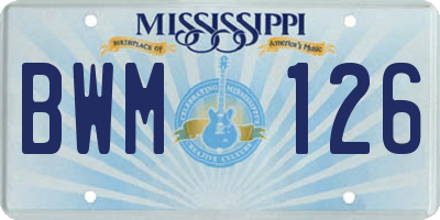 MS license plate BWM126