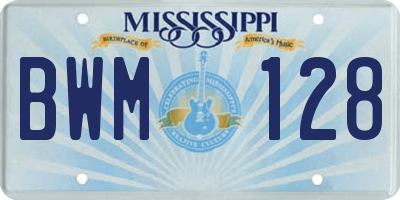 MS license plate BWM128