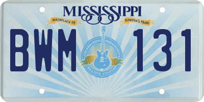 MS license plate BWM131