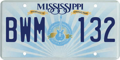 MS license plate BWM132