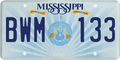 MS license plate BWM133