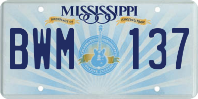 MS license plate BWM137