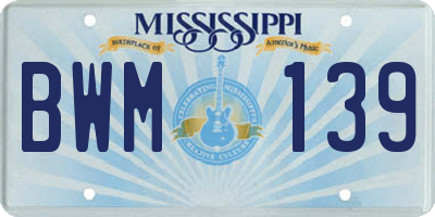 MS license plate BWM139