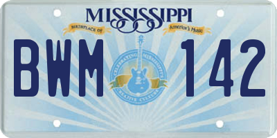 MS license plate BWM142