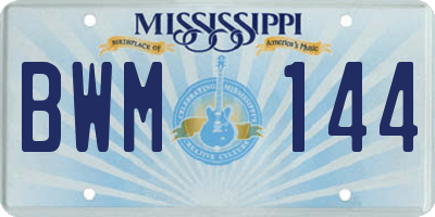 MS license plate BWM144