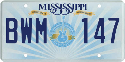 MS license plate BWM147