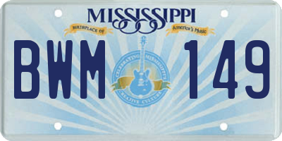MS license plate BWM149