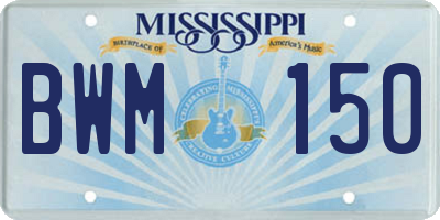 MS license plate BWM150