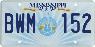 MS license plate BWM152
