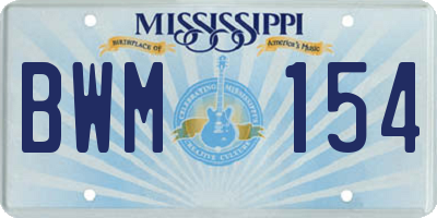 MS license plate BWM154