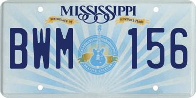 MS license plate BWM156