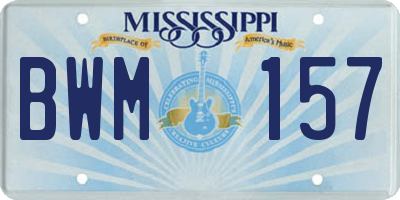 MS license plate BWM157
