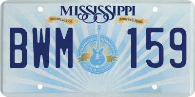 MS license plate BWM159