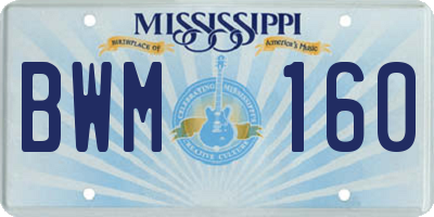 MS license plate BWM160