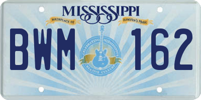 MS license plate BWM162