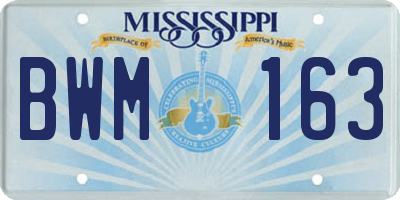 MS license plate BWM163