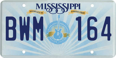 MS license plate BWM164