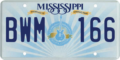 MS license plate BWM166