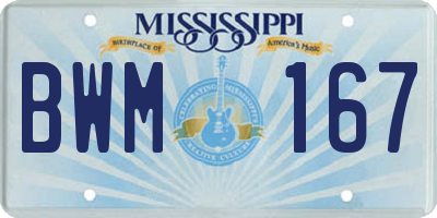 MS license plate BWM167