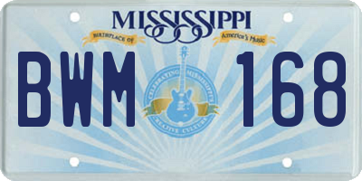 MS license plate BWM168