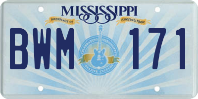 MS license plate BWM171